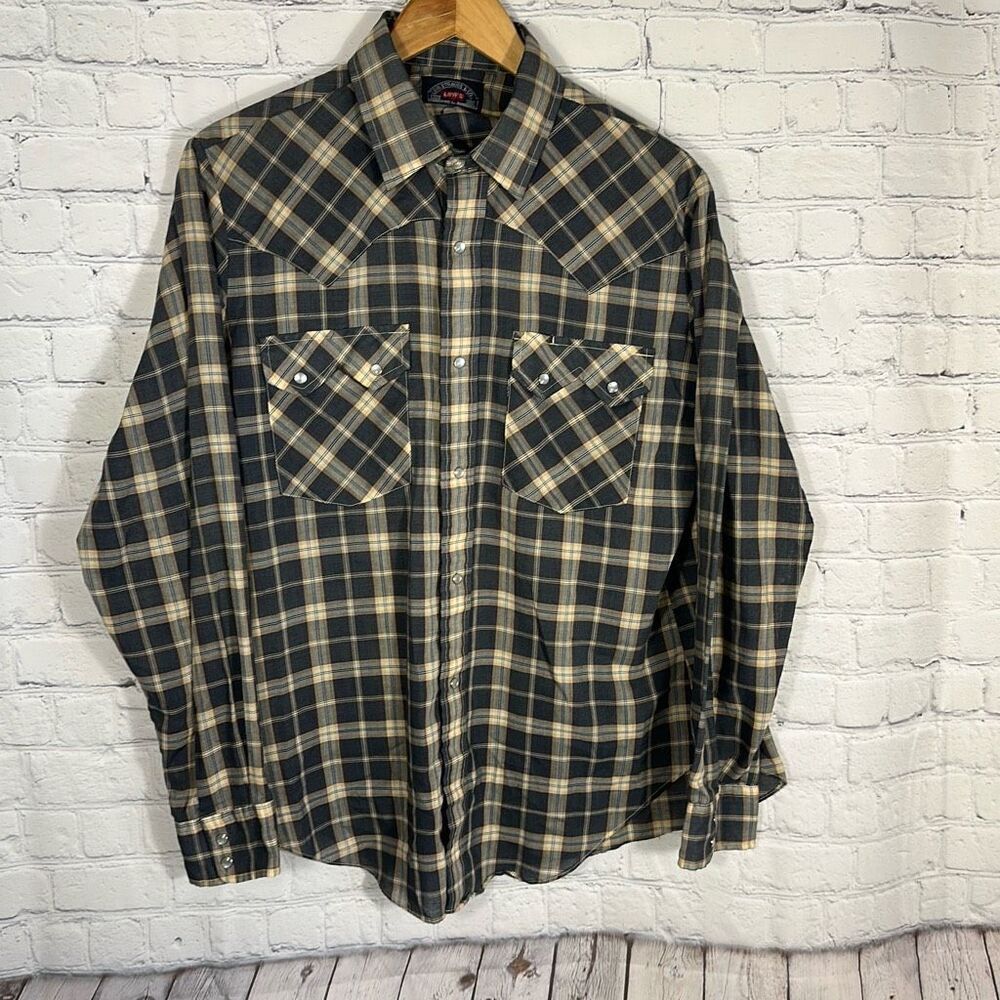 Levi’s Men’s Pearl Snap Western Plaid Shirt Long Sleeve Button Down Shirt